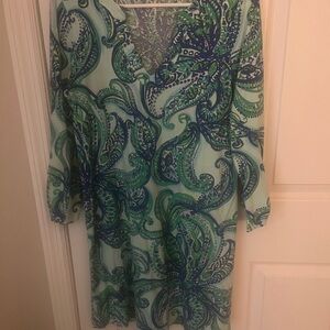 Lilly Pulitzer Vibrant Green and Blue Long Sleeve Dress